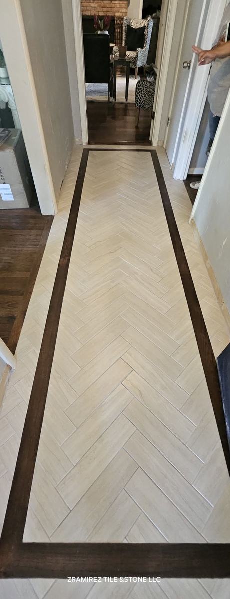 Herringbone floor with contrasting border