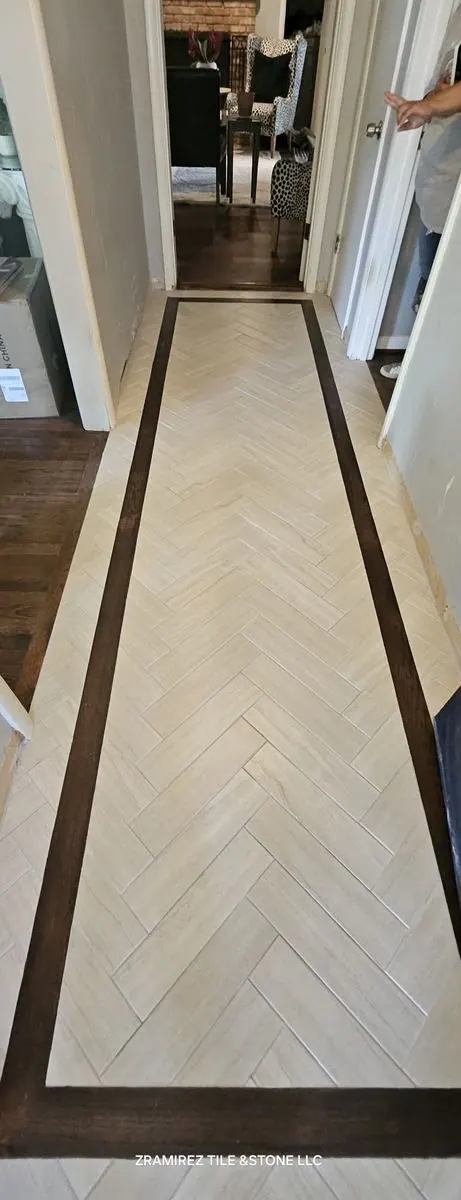 Herringbone floor with contrasting border