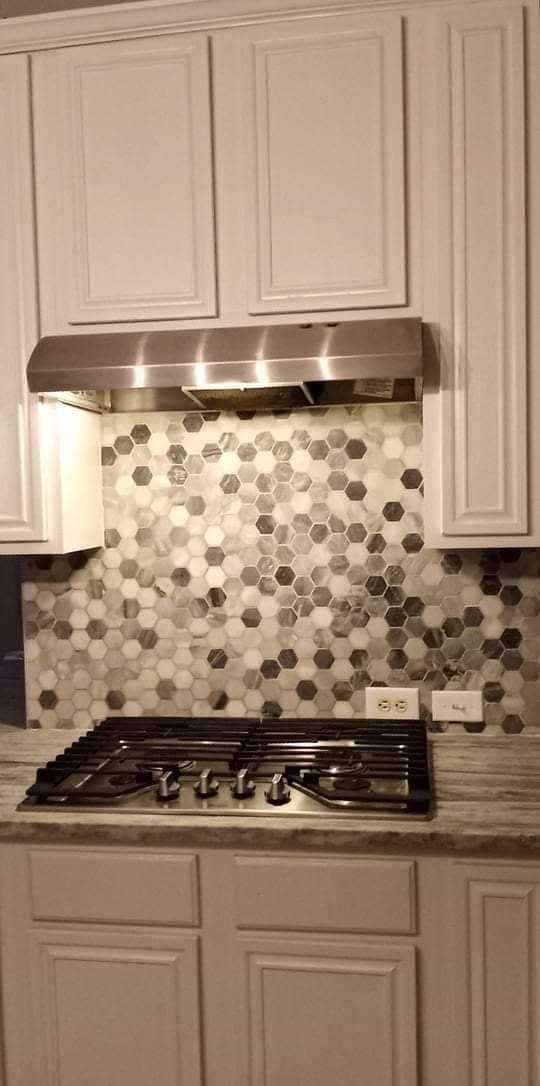 Hexagon mosaic backsplash