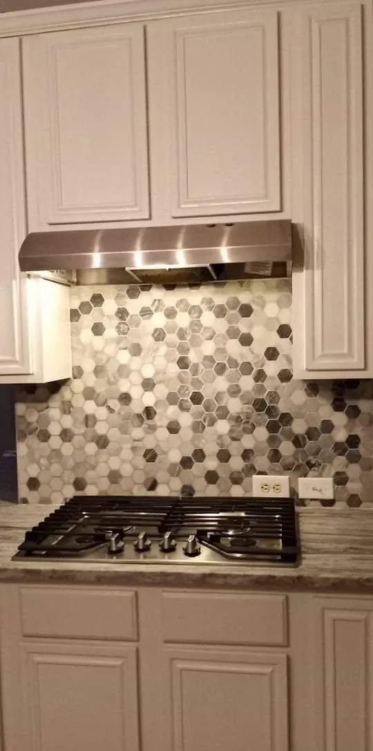 Hexagon mosaic backsplash