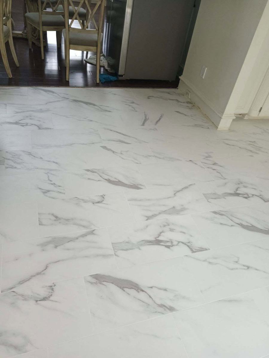 Marble-look porcelain floor