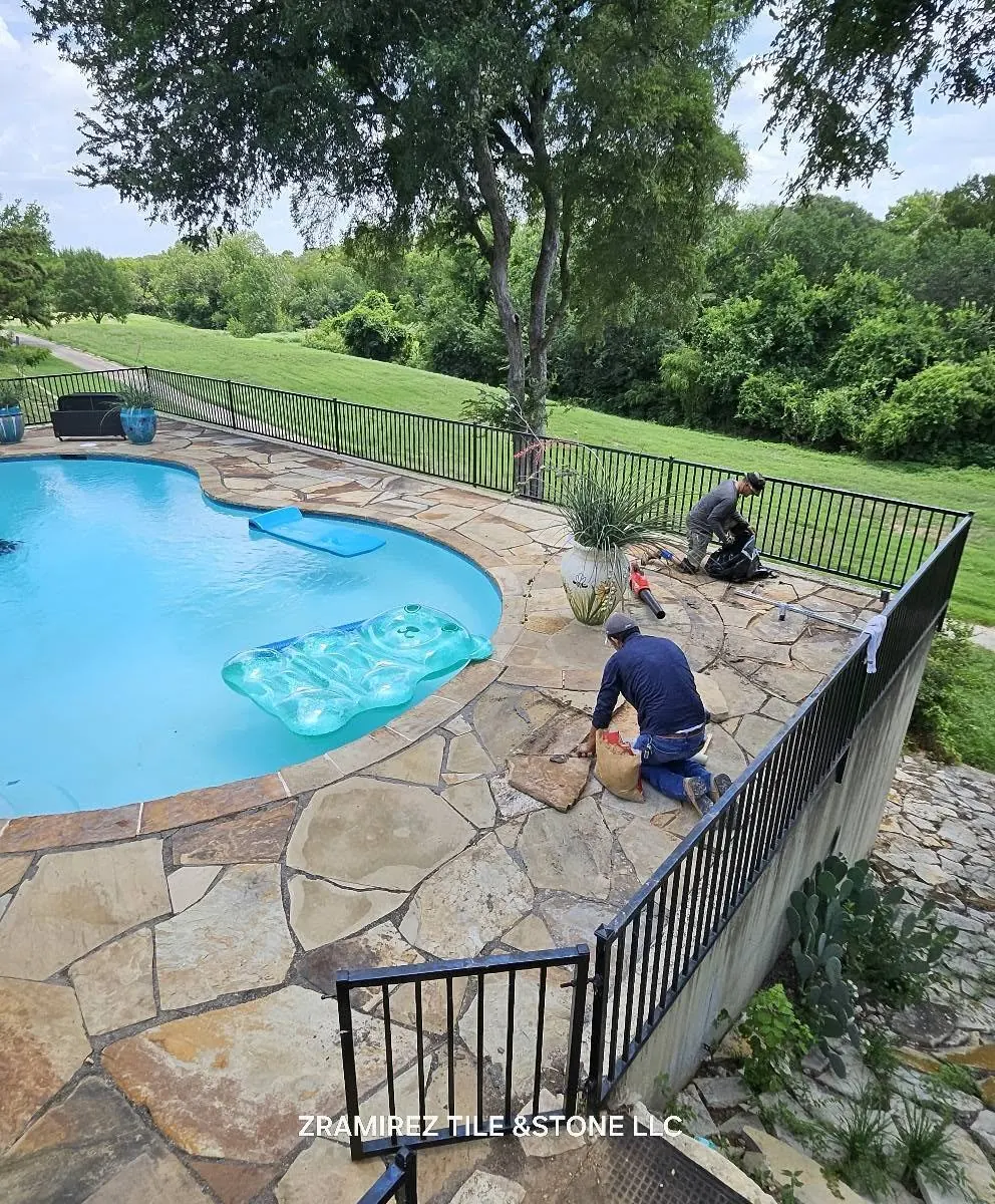Flagstone pool deck