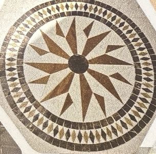 Stone compass-rose medallion inlay